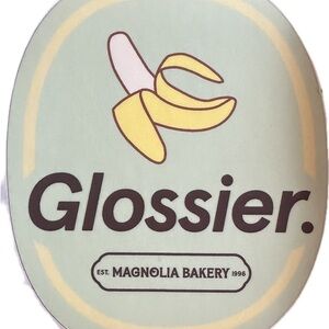 Glossier x Magnolia Bakery Banana Pudding collab PR sticker